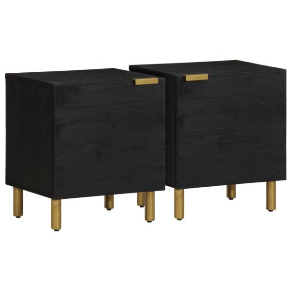ARDEBO.de - Nachttische 2 Stk. Schwarz 40x33x46 cm Massivholz Mango