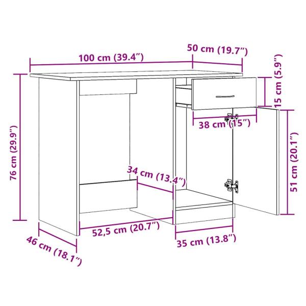 Schreibtisch Altholz-Optik 100x50x76 cm Holzwerkstoff