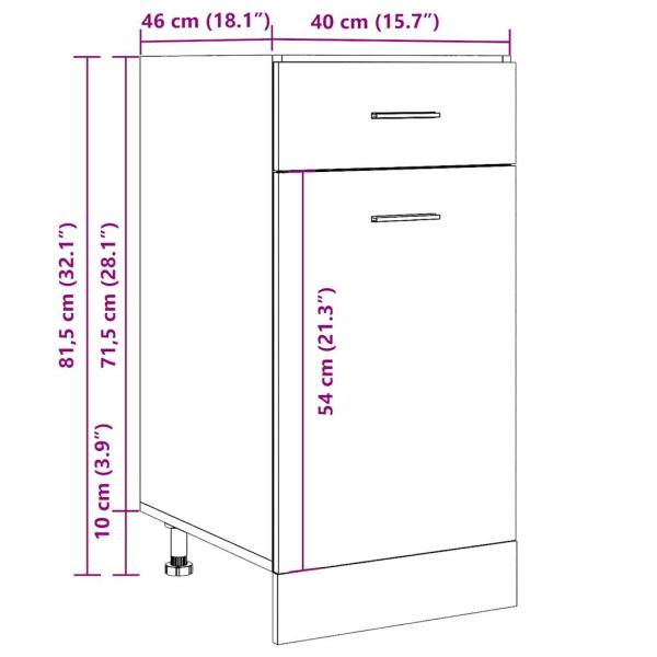 Schubunterschrank Artisan-Eiche 40x46x81,5 cm Holzwerkstoff
