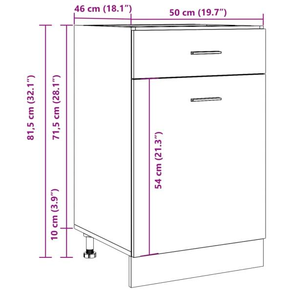 Schubunterschrank Altholz-Optik 50x46x81,5 cm Holzwerkstoff