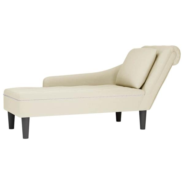 ARDEBO.de - Chaiselongue mit Kissen und Rechter Armlehne Creme Samt
