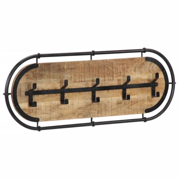 ARDEBO.de - Wandgarderobe mit 5 Haken Raues Mangoholz