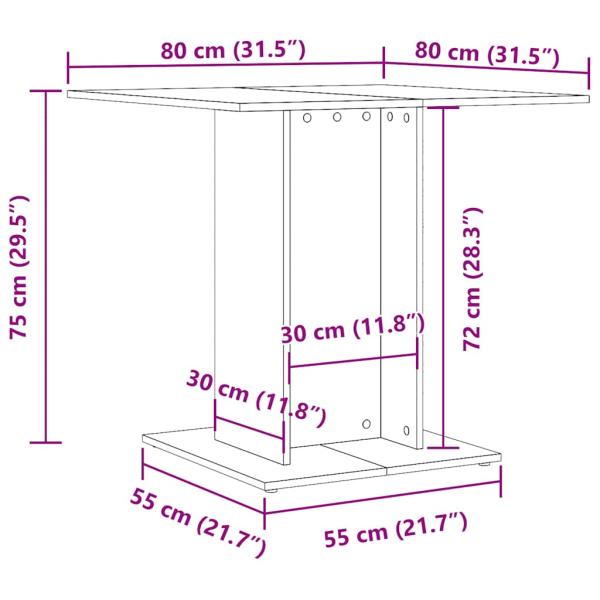 Esstisch Artisan-Eiche 80x80x75 cm Holzwerkstoff