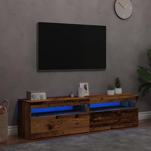 ARDEBO.de - TV-Schränke mit LED-Leuchten 2 Stk. Altholz-Optik Holzwerkstoff