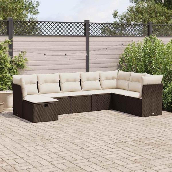 ARDEBO.de - 8-tlg. Garten-Sofagarnitur mit Kissen Braun Poly Rattan