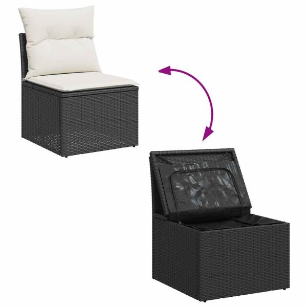 ARDEBO.de - 9-tlg. Garten-Sofagarnitur mit Kissen Schwarz Poly Rattan