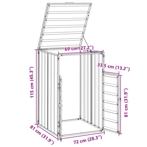 Mülltonnenbox für 1 Tonne Grau 72x81x115 cm Stahl
