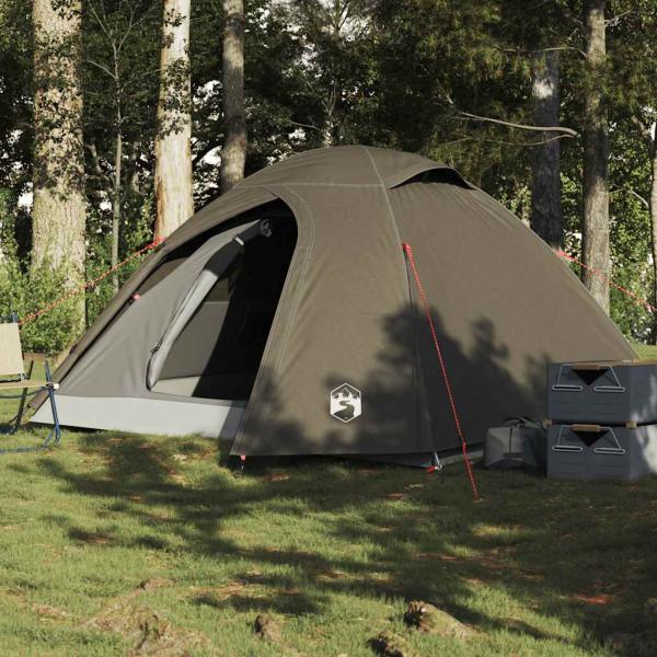 ARDEBO.de - Kuppel-Campingzelt 3 Personen Braun Wasserdicht