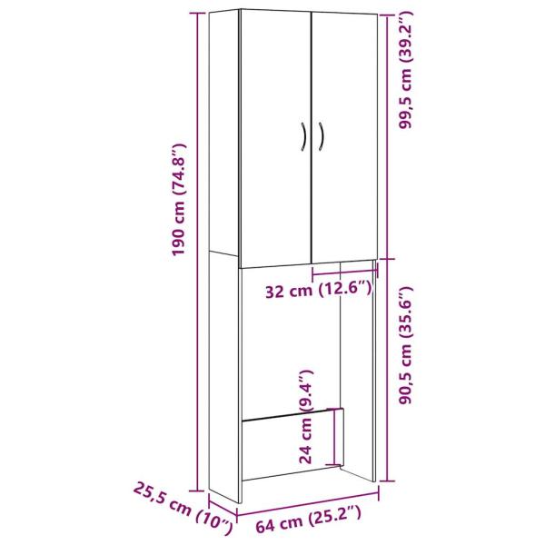 Waschmaschinenschrank Artisan-Eiche 64x25,5x190 cm