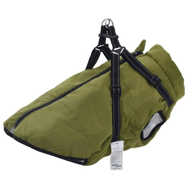 ARDEBO.de - Hundemantel mit Geschirr Wasserdicht Armeegrün 3XL