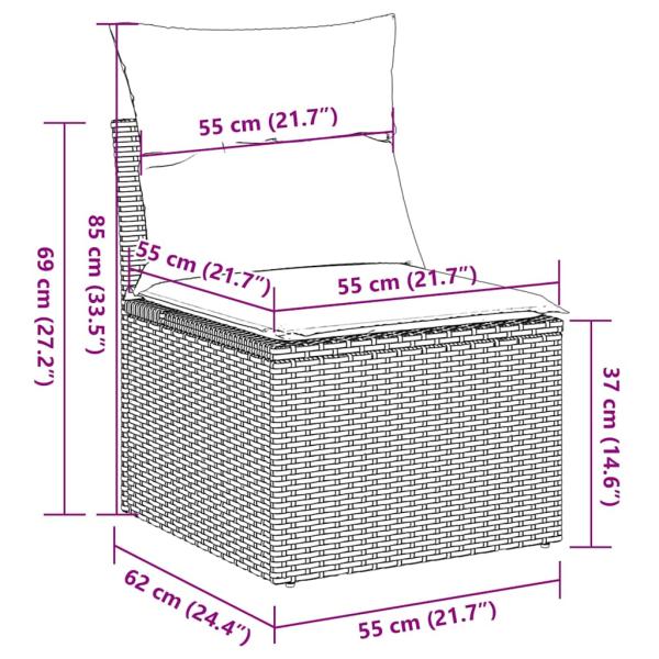11-tlg. Garten-Sofagarnitur mit Kissen Beige Poly Rattan