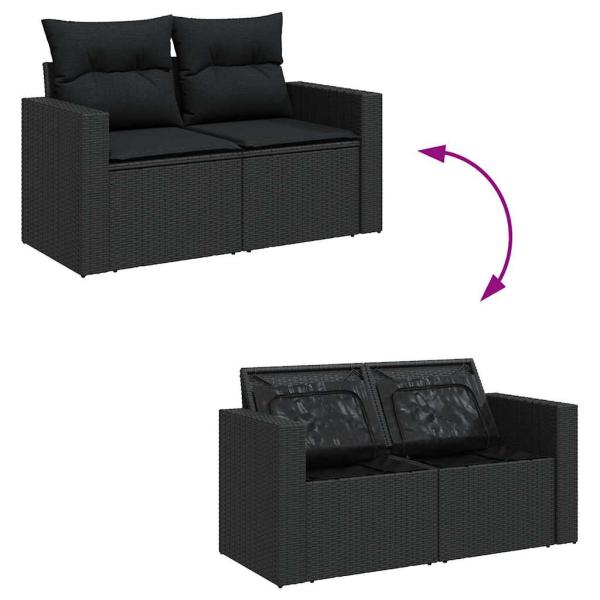 ARDEBO.de - 5-tlg. Garten-Sofagarnitur mit Kissen Schwarz Poly Rattan