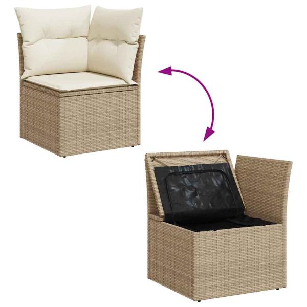 ARDEBO.de - 5-tlg. Garten-Sofagarnitur mit Kissen Beige Poly Rattan