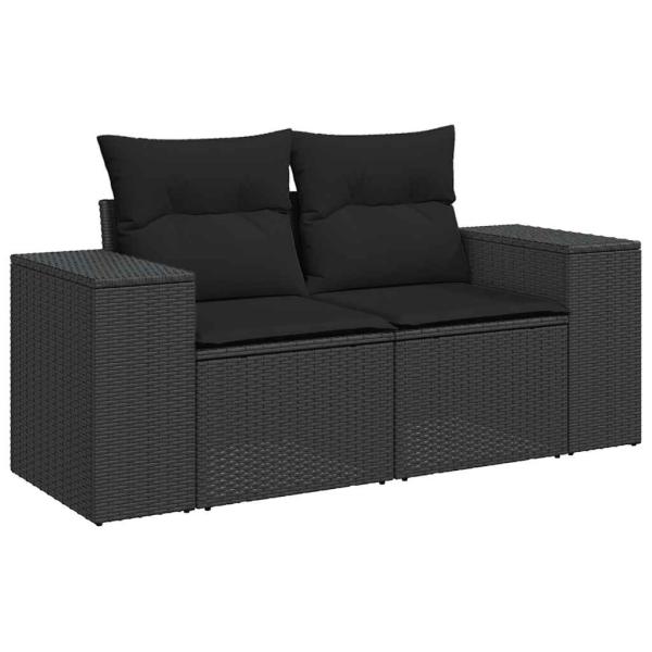 ARDEBO.de - 5tlg. Garten-Sofagarnitur mit Kissen Schwarz Poly Rattan Akazie