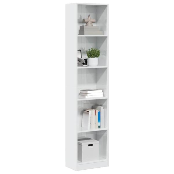 ARDEBO.de - Bücherregal Hochglanz-Weiß 40x24x176 cm Holzwerkstoff