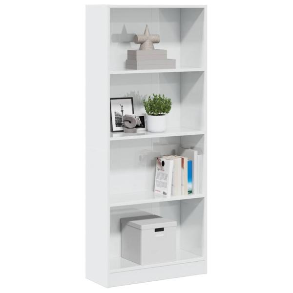 ARDEBO.de - Bücherregal Hochglanz-Weiß 60x24x143 cm Holzwerkstoff