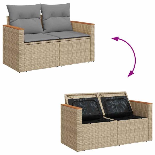 ARDEBO.de - 4-tlg. Garten-Sofagarnitur mit Kissen Beige Poly Rattan