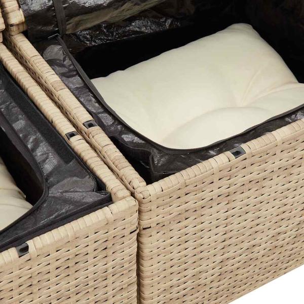 4-tlg. Garten-Sofagarnitur mit Kissen Beige Poly Rattan