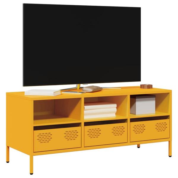ARDEBO.de - TV-Schrank Senfgelb 101,5x39x43,5 cm Kaltgewalzter Stahl