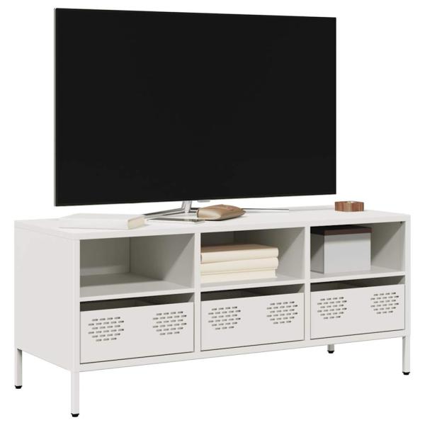 ARDEBO.de - TV-Schrank Weiß 101,5x39x43,5 cm Kaltgewalzter Stahl