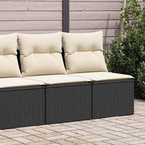 ARDEBO.de - 4-tlg. Garten-Sofagarnitur mit Kissen Schwarz Poly Rattan