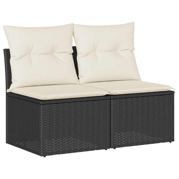 4-tlg. Garten-Sofagarnitur mit Kissen Schwarz Poly Rattan