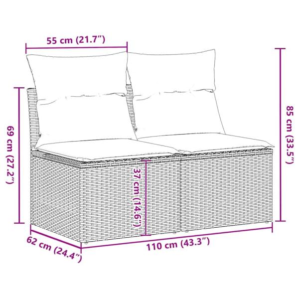 4-tlg. Garten-Sofagarnitur mit Kissen Schwarz Poly Rattan