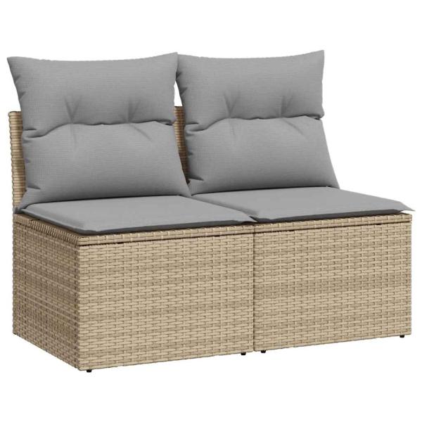 4-tlg. Garten-Sofagarnitur mit Kissen Beige Poly Rattan Akazie
