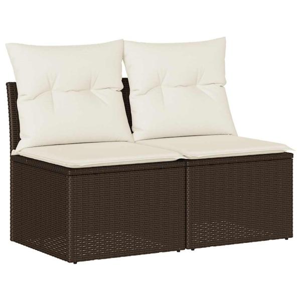 4-tlg. Garten-Sofagarnitur mit Kissen Braun Poly Rattan Akazie