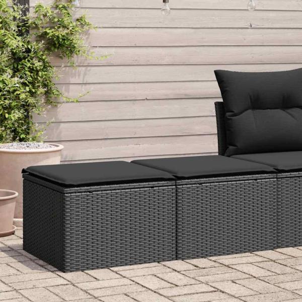 ARDEBO.de - 2-tlg. Garten-Sofagarnitur mit Kissen Schwarz Poly Rattan