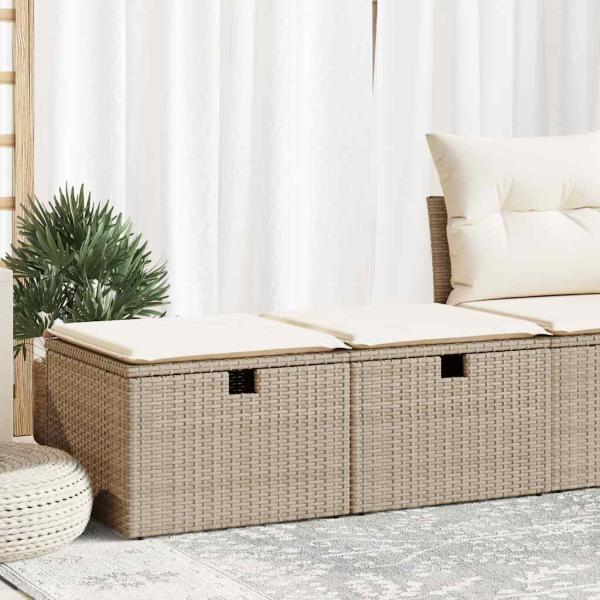 ARDEBO.de - 2-tlg. Garten-Sofagarnitur mit Kissen Beige Poly Rattan Akazie