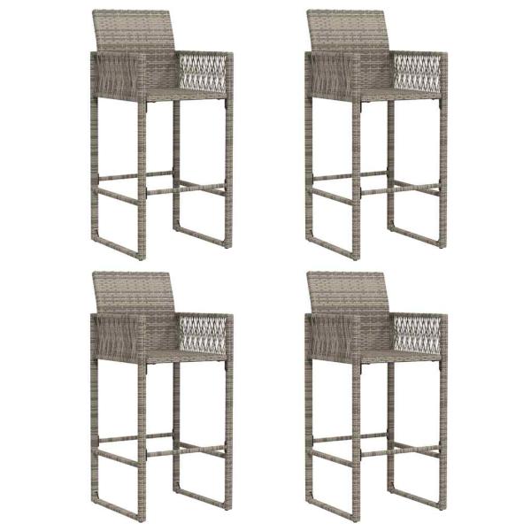 5-tlg. Gartenbar-Set ohne Kissen Grau Poly Rattan Akazie