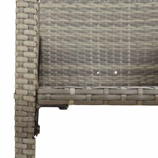 3-tlg. Gartenbar-Set ohne Kissen Grau Poly Rattan Akazie