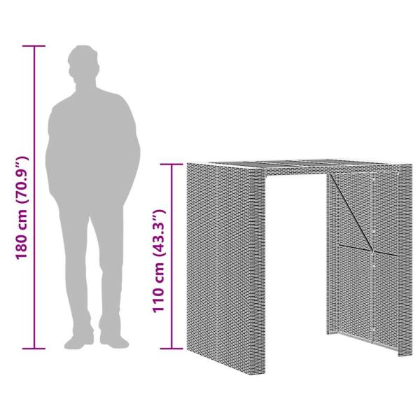 3-tlg. Gartenbar-Set ohne Kissen Grau Poly Rattan Akazie