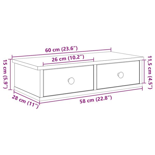 Wandregal mit Schubladen Schwarz 60x25x15 cm Holzwerkstoff