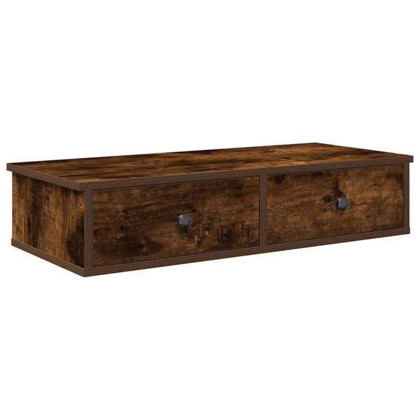 ARDEBO.de - Wandregal mit Schubladen Räuchereiche 80x31x17 cm Holzwerkstoff