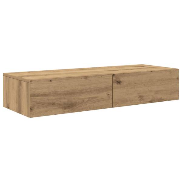 ARDEBO.de - Wandregal mit Schubladen Artisan-Eiche 100x36x19 cm