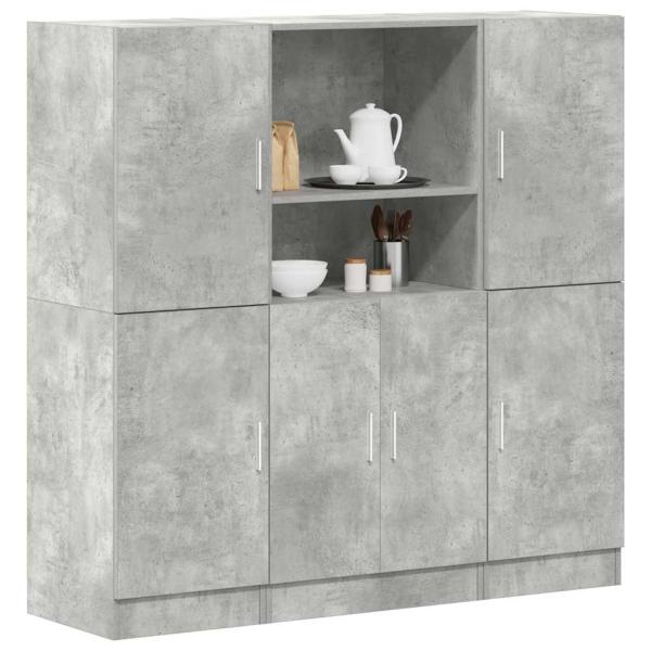 ARDEBO.de - 3-tlg. Küchenschrank-Set Betongrau Holzwerkstoff