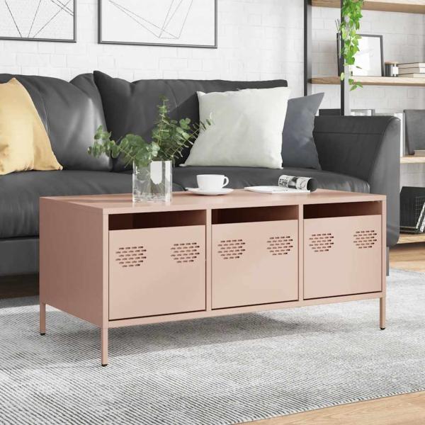 ARDEBO.de - Couchtisch Rosa 101,5x50x43,5 cm Kaltgewalzter Stahl