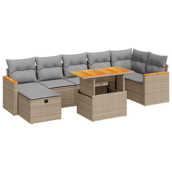 ARDEBO.de - 5-tlg. Garten-Sofagarnitur mit Kissen Beige Poly Rattan