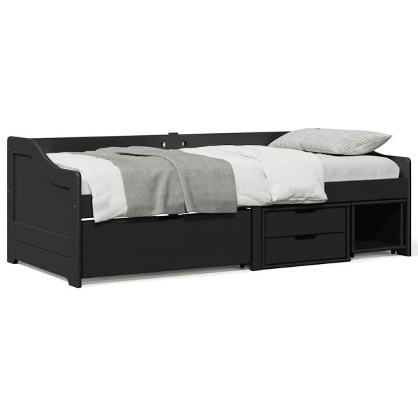 ARDEBO.de - Tagesbett mit 3 Schubladen ohne Matratze IRUN Schwarz 90x200cm