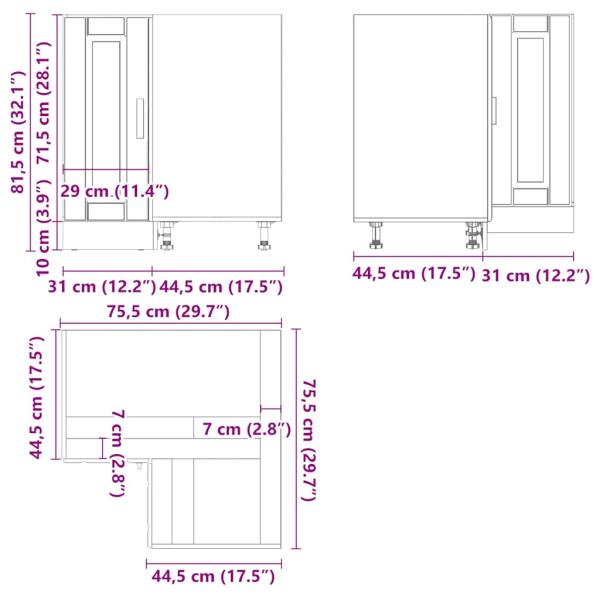 Küchen-Eckunterschrank Porto Hochglanz-Weiß Holzwerkstoff