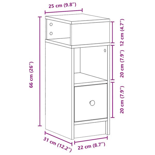 ARDEBO.de - Nachttische 2 Stk. mit Schublade Betongrau 25x31x66 cm