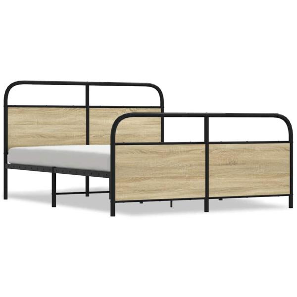 Metallbett ohne Matratze Sonoma-Eiche 150x200 cm