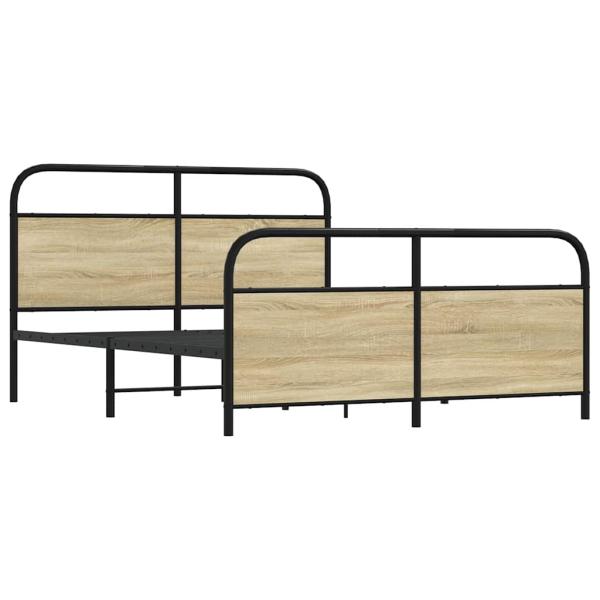 Metallbett ohne Matratze Sonoma-Eiche 150x200 cm
