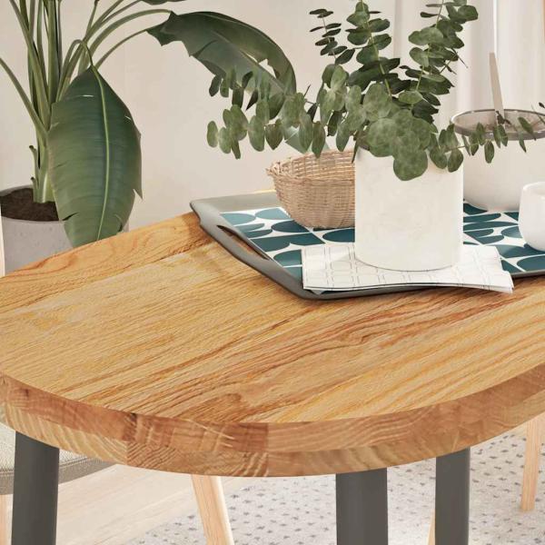 ARDEBO.de - Tischplatte Hellbraun 100x50x4 cm Massivholz Eiche Oval