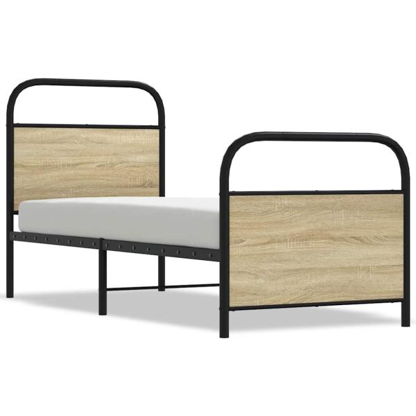 ARDEBO.de - Bettgestell ohne Matratze 75x190 cm Sonoma-Eiche Holzwerkstoff