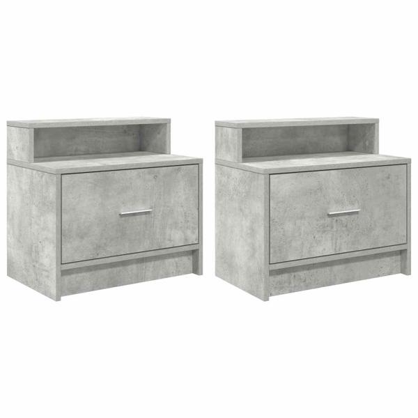 ARDEBO.de - Nachttische mit Schublade 2 Stk. Betongrau 51x31x47 cm