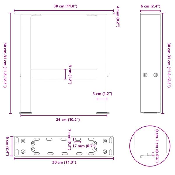 Couchtischbeine Anthrazit 2 Stk. 30×30 cm Stahl