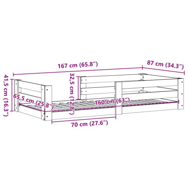Massivholzbett ohne Matratze Wachsbraun 80x190 cm Kiefernholz